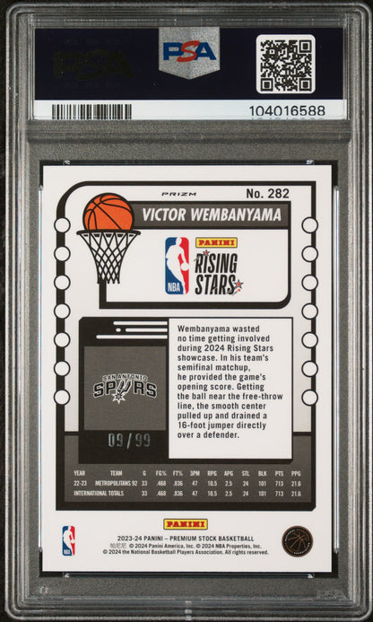 2023 Hoops Premium Stock Victor Wembanyama Red Ice Prizm 09/99 PSA 9 RC