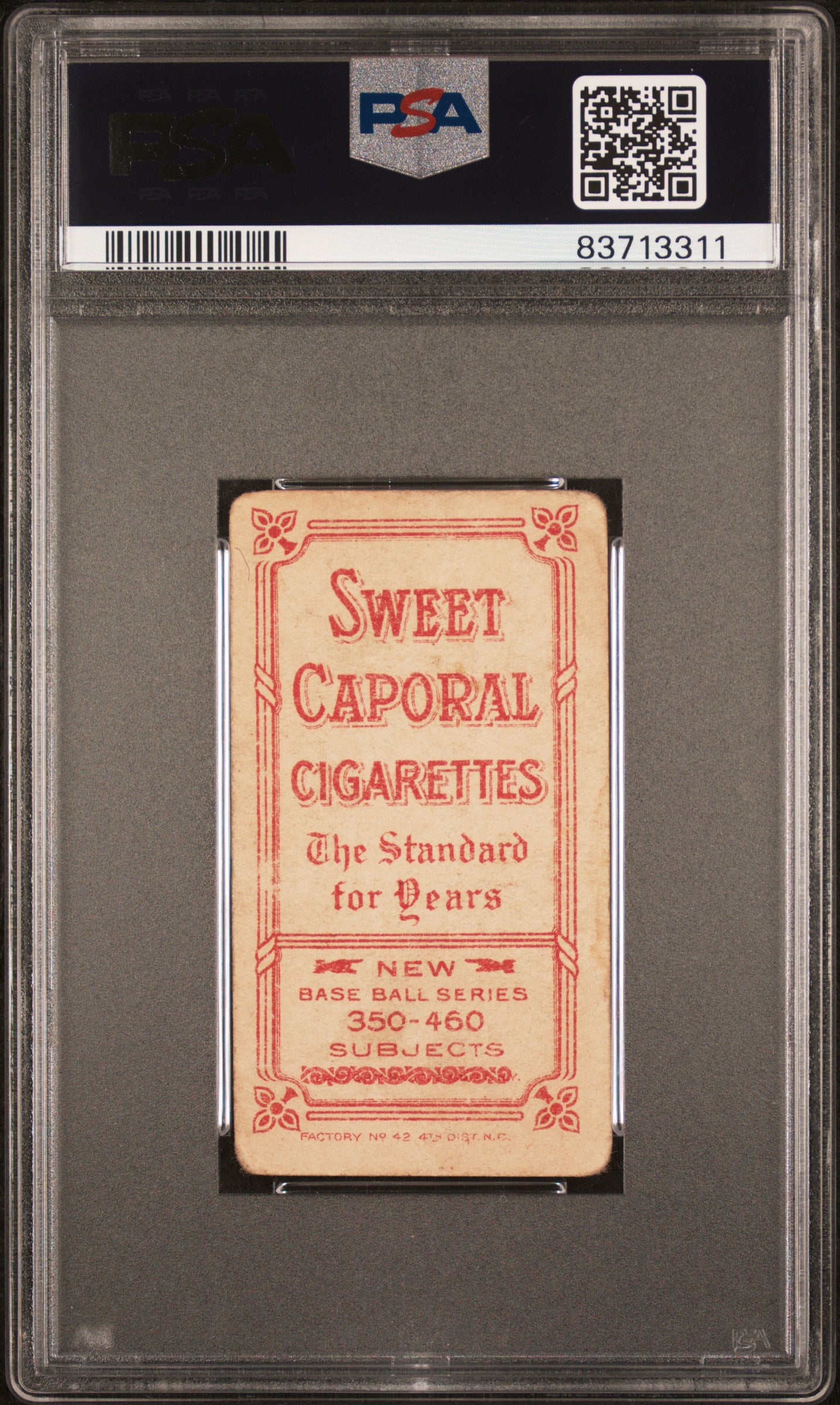 1909-11 T206 Fred Snodgrass Sweet Caporal Back PSA 1