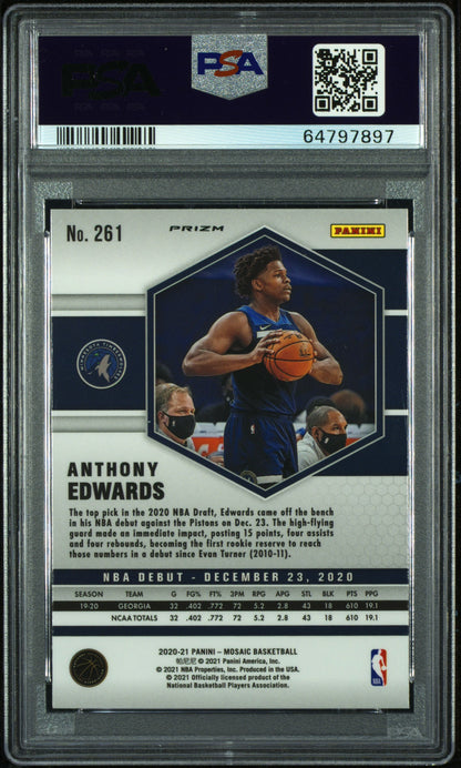 2020-21 Mosaic Anthony Edwards Green Mosaic Rookie PSA 10