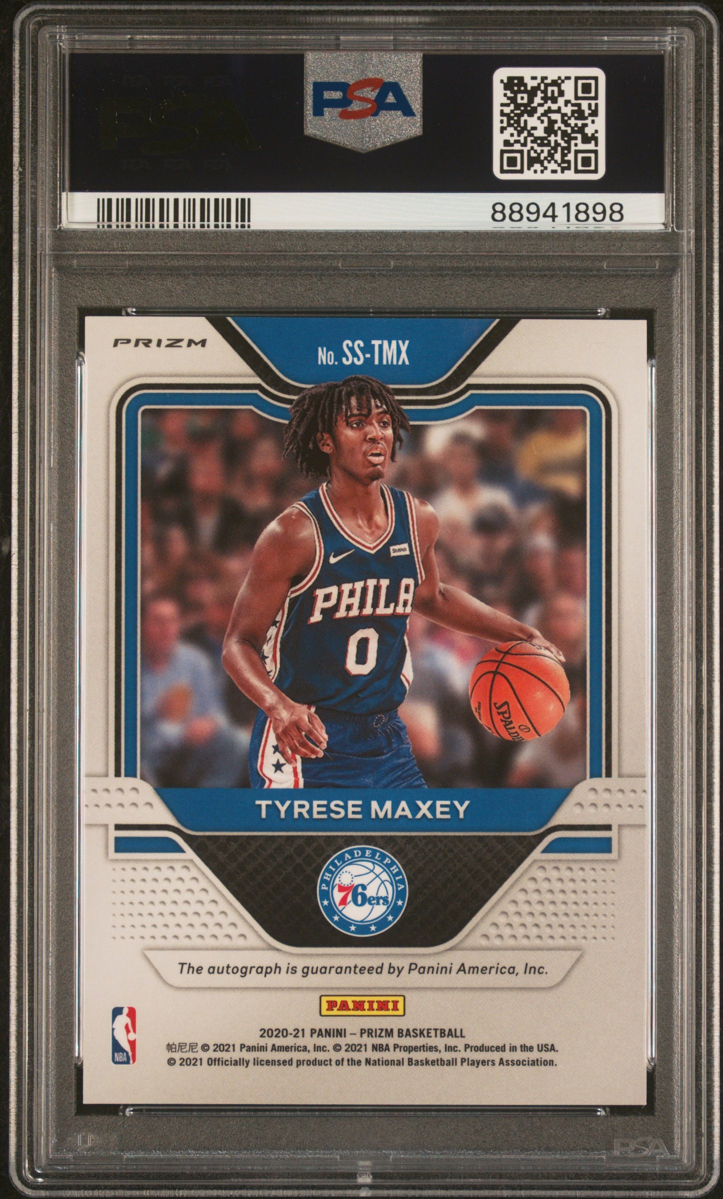 2020-21 Prizm Tyrese Maxey Red Choice Rookie Auto PSA 9