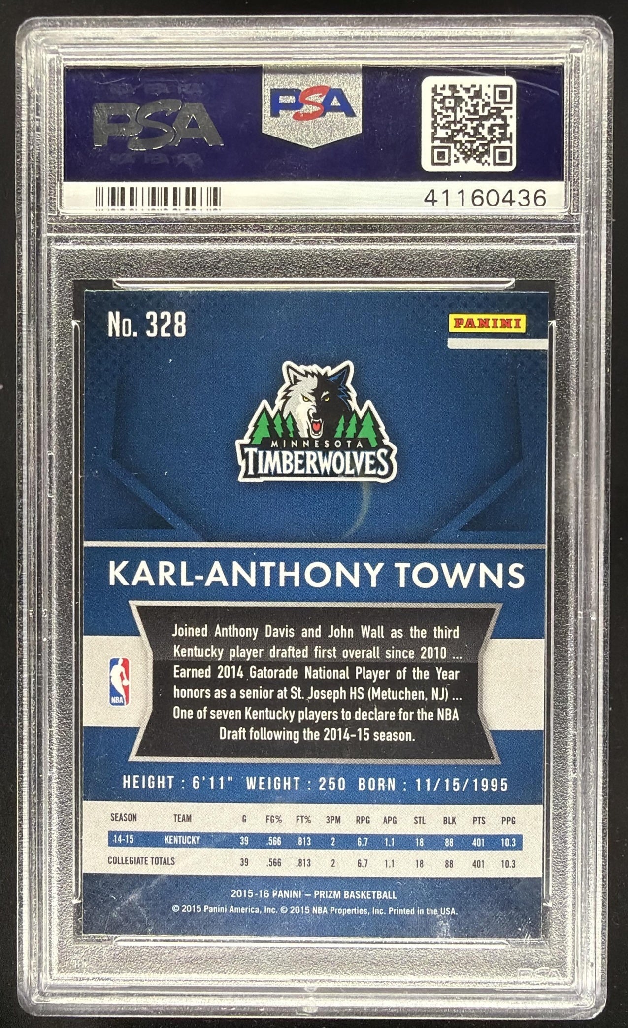 2016-16 Prizm Karl Anthony Towns Rookie PSA 10