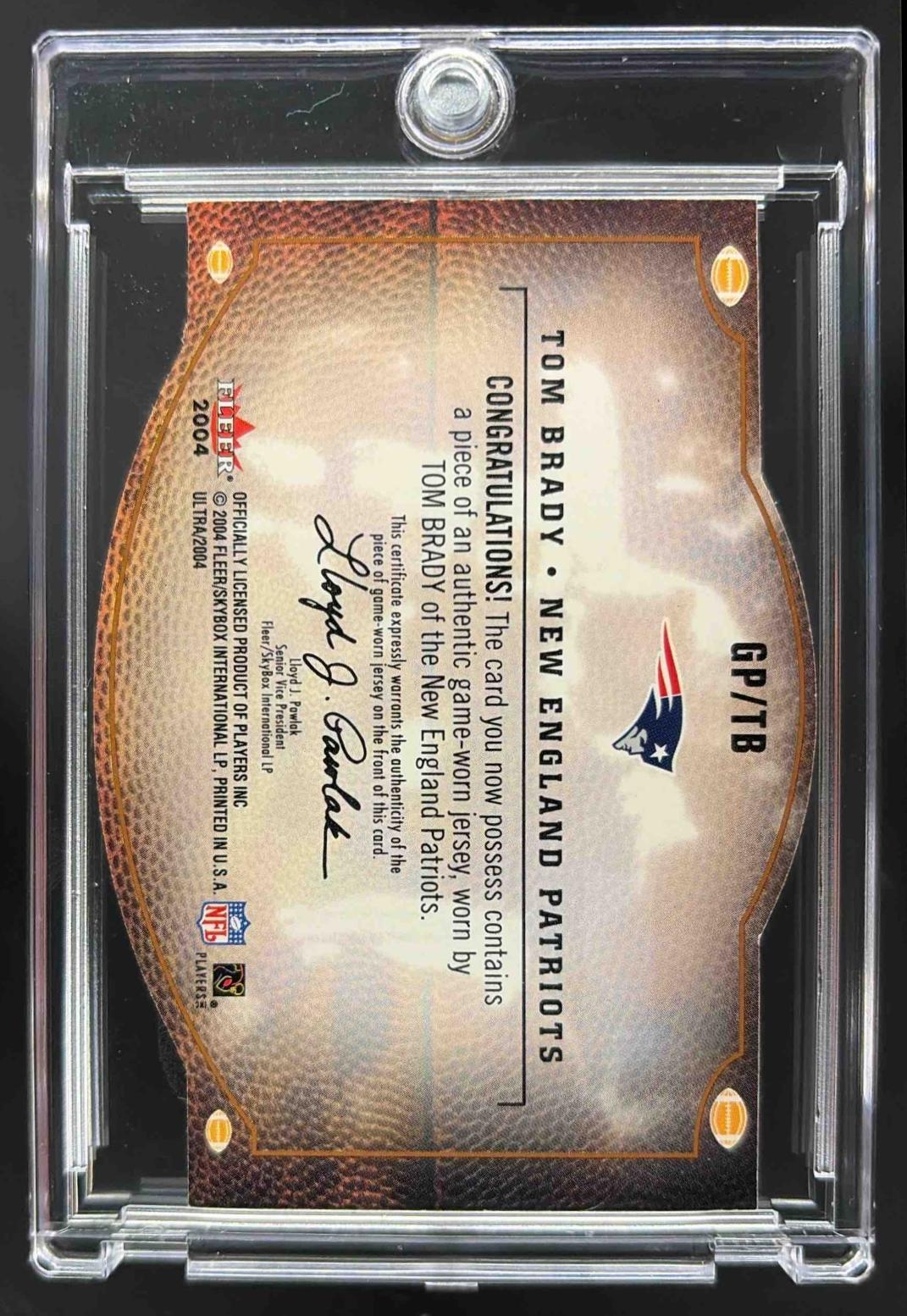 2004 Fleer Ultra Tom Brady #GP/TB Gridiron Producers Game Used Patch
