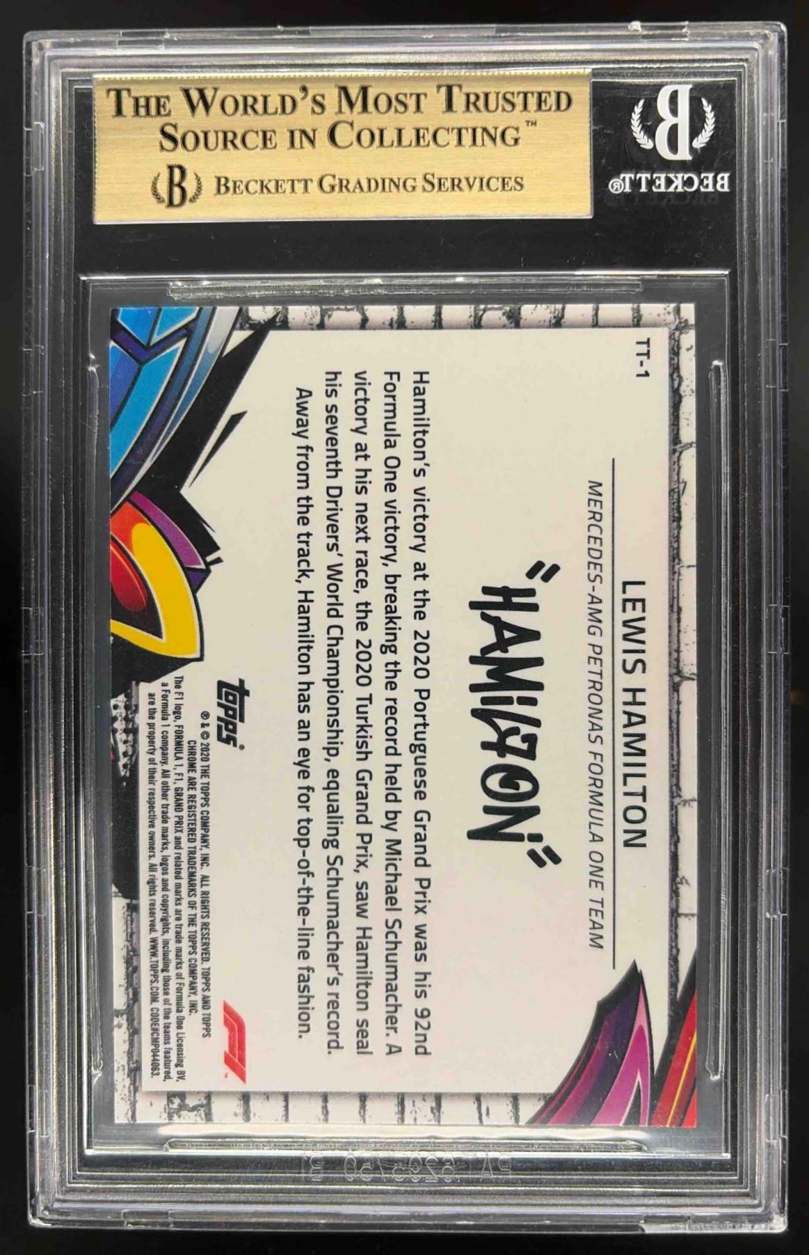 2020 Topps Chrome Formula 1 Lewis Hamilton #TT-1 Track Tags BGS 9.5