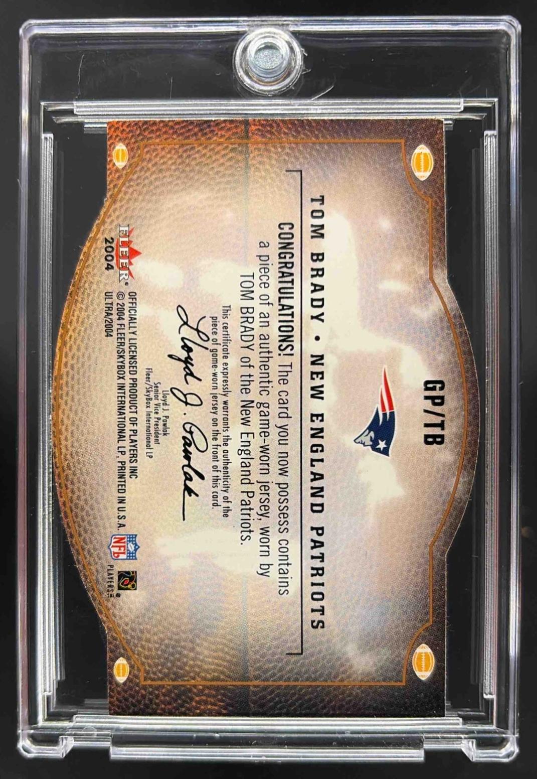 2004 Fleer Ultra Tom Brady #GP/TB Gridiron Producers Game Used Relic