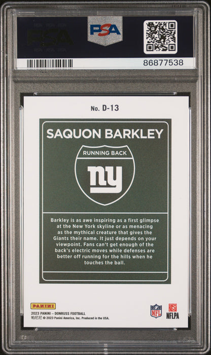 2023 Donruss Saquon Barkley Downtown Case Hit PSA 10