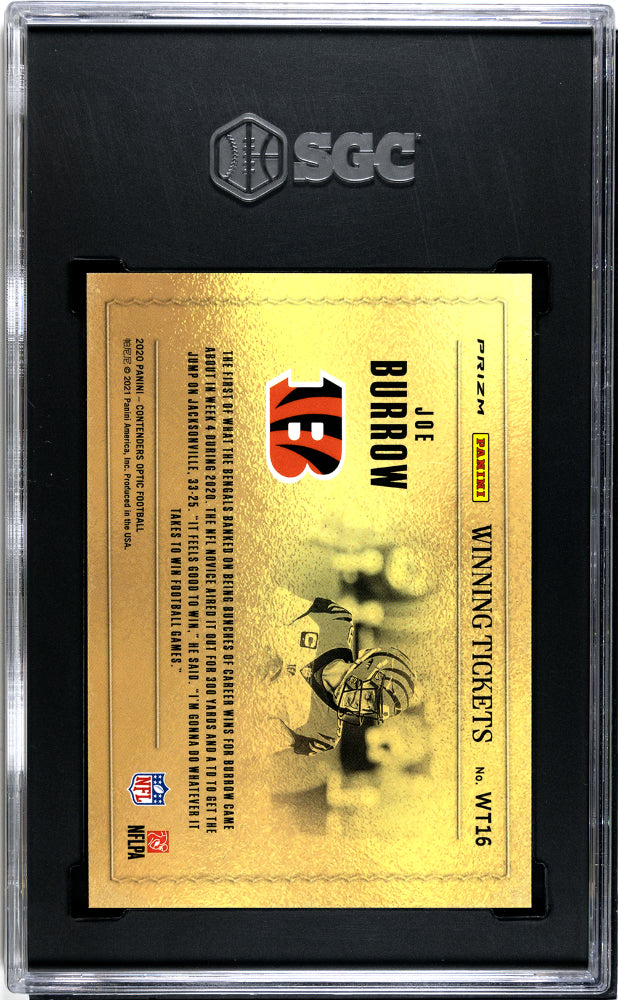 2020 Contenders Optic Joe Burrow Winning Ticket Silver Rookie Sgc 10