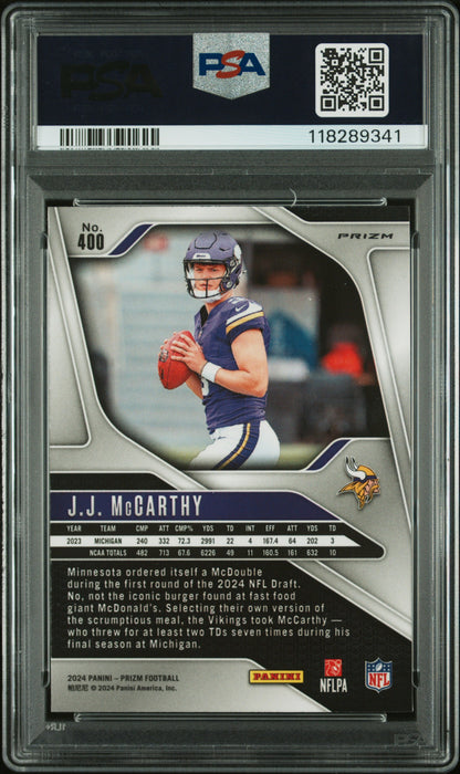 2024 Prizm JJ Mccarthy Purple Pulsar PSA 10