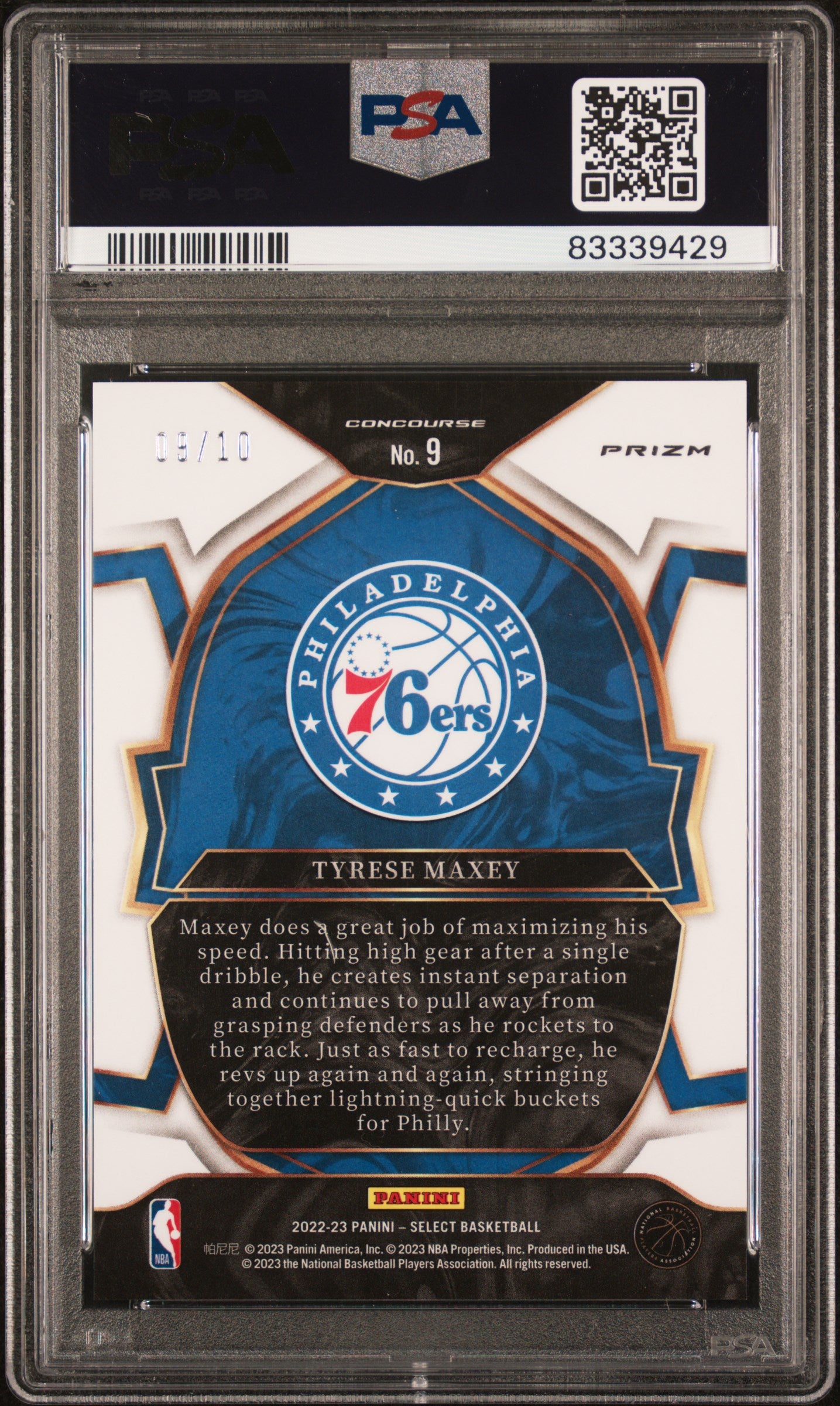 2022-23 Select Tyrese Maxey Gold /10 PSA 10