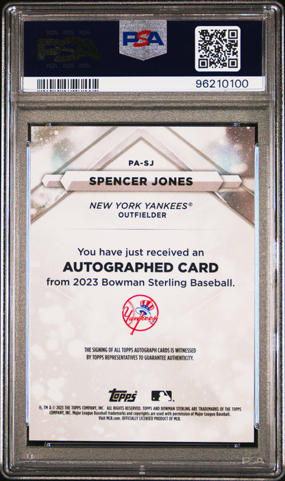 2023 Bowman Sterling Spencer Jones Blue Auto /25 PSA 10