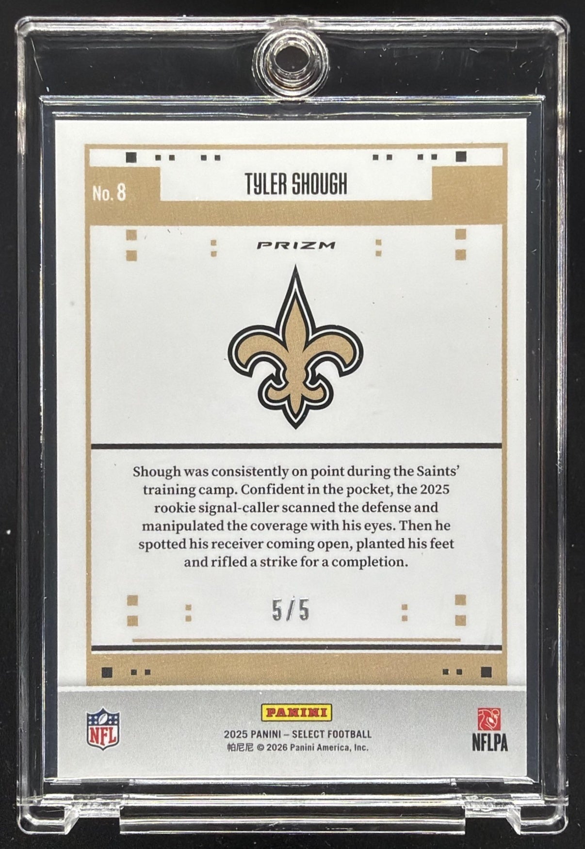 2025 Panini Select Tyler Shough #8 Score Throwback Green Prizm 5/5