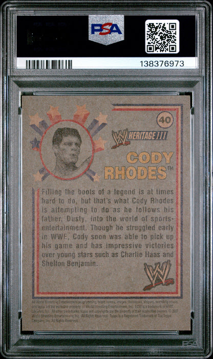 2007 Topps WWE Cody Rhodes Heritage Rookie PSA 9