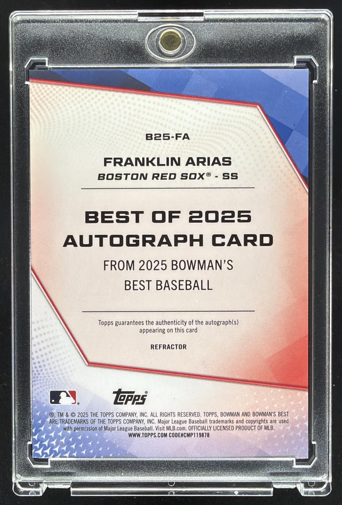 2025 Bowman's Best Franklin Arias #B25-FA Best of Auto Refractor
