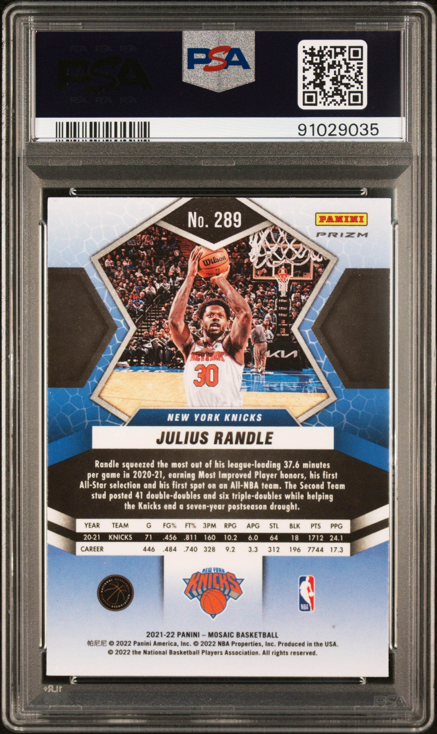 2021-22 Mosaic Julius Randle Peacock Choice PSA 10