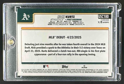 2025 Topps Chrome Update Nick Kurtz #USC180 Orange Wave /25 Rookie