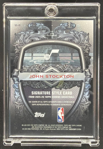 2025-26 Topps Chrome John Stockton #SS-JS Gold Refractor Auto /50