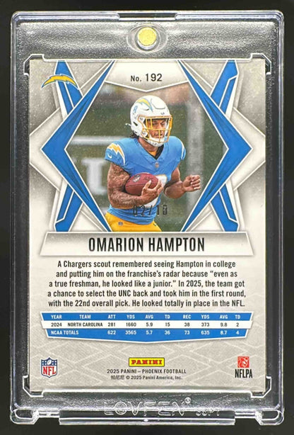 2025 Panini Phoenix Omarion Hampton #192 Gold Seismic 1/10 RC