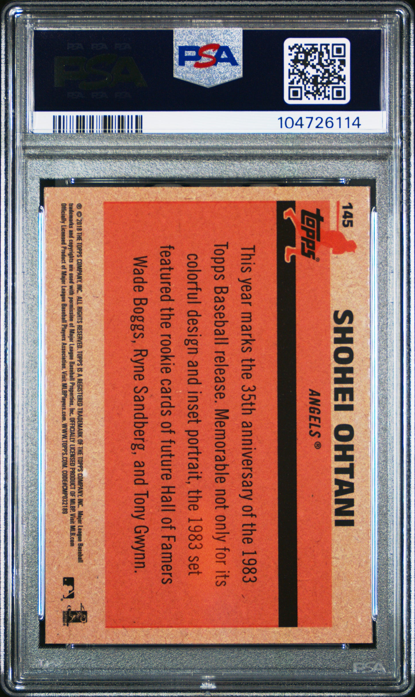 2018 Topps Silver Pack Shohei Ohtani 1983 Chrome PSA 9 RC