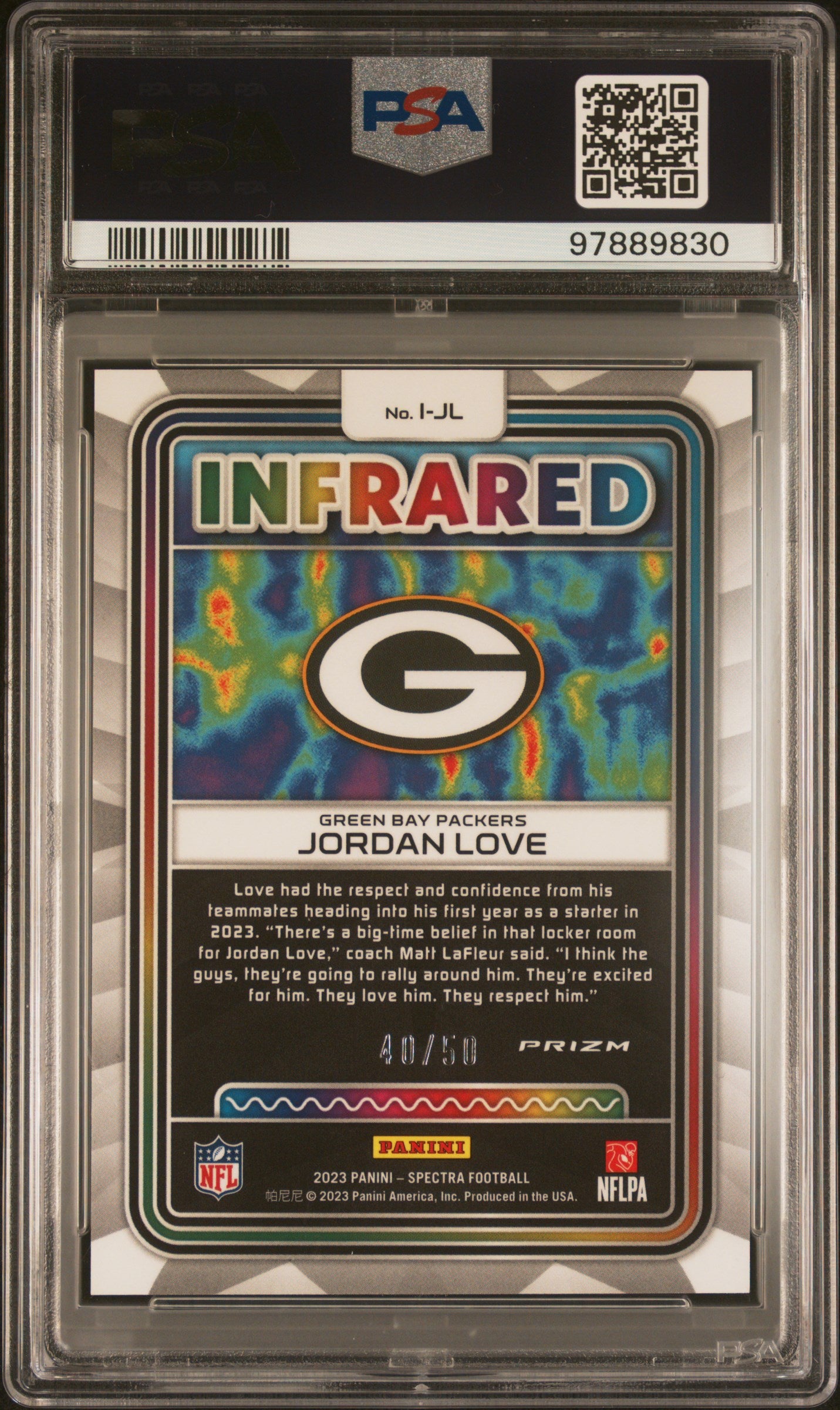 2023 Spectra Jordan Love Infrared Interstellar 40/50 PSA 10