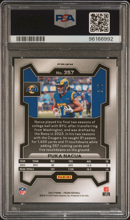 2023 Prizm Puka Nacua Green Sparkle Rookie /8 PSA 9