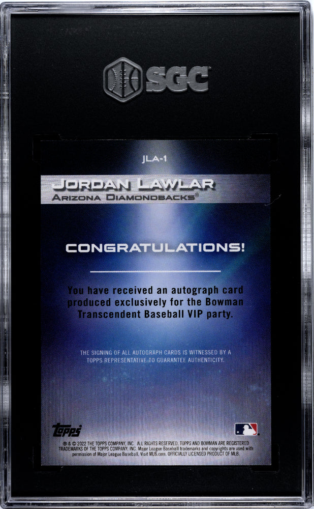 2022 Bowman Jordan Lawler Transcendent VIP Rookie Auto /50 SGC 9.5