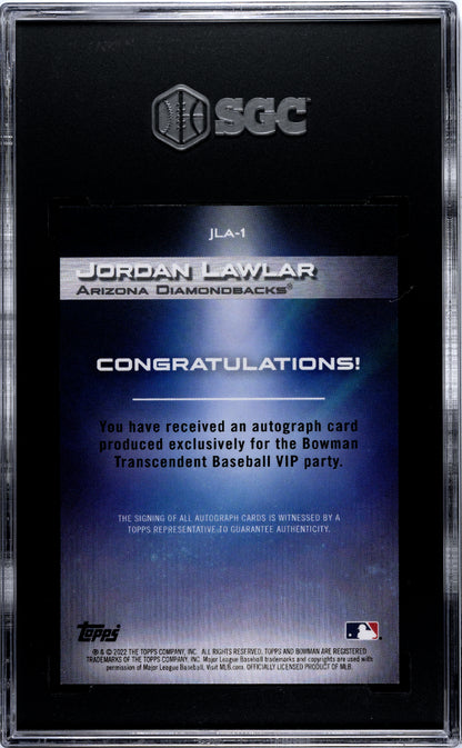2022 Bowman Jordan Lawler Transcendent VIP Rookie Auto /50 SGC 9.5