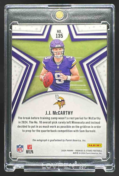 2024 Panini Rookies & Stars J.J. McCarthy #135 Rookie Signatures /200 RC Auto