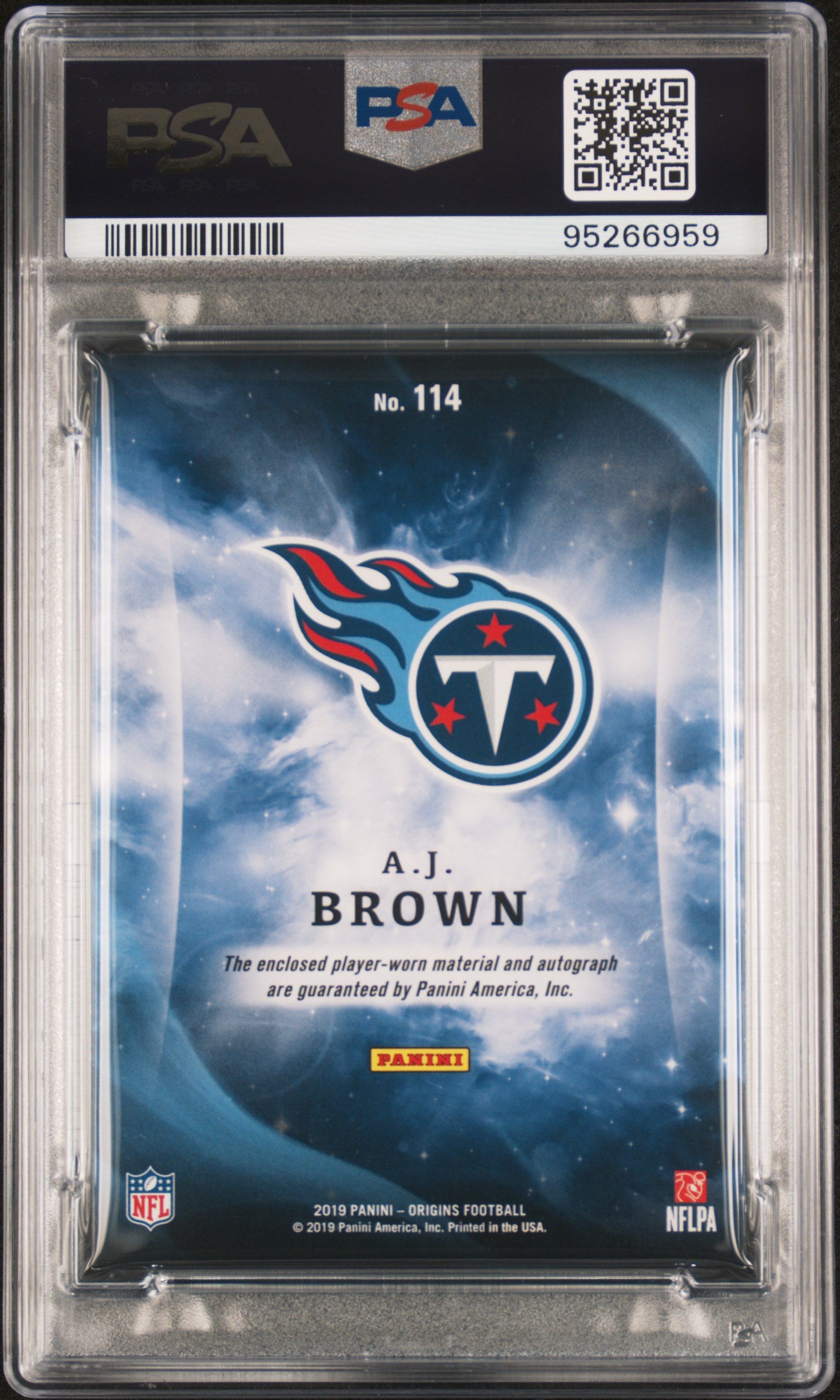 2019 Panini Origins A.J. Brown Rookie Jumbo Patch Auto Turquoise /25 PSA 8