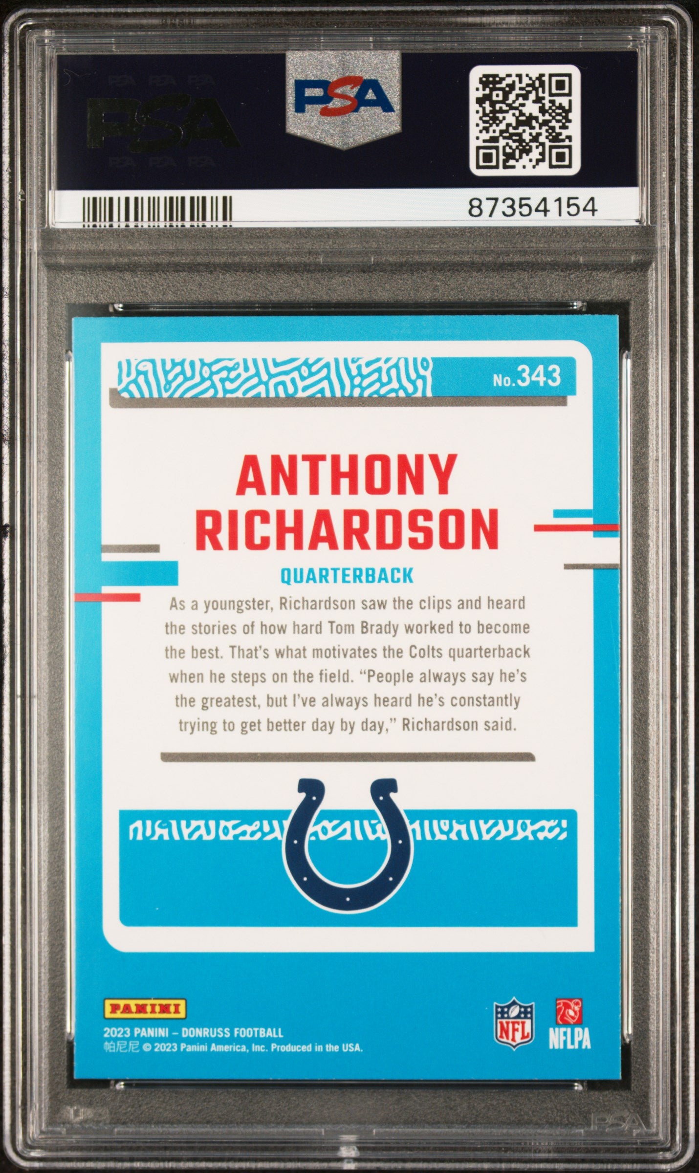 2023 Donruss Anthony Richardson Red Press Proof PSA 10 RC