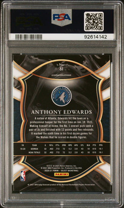2020-21 Select Anthony Edwards Select Rookie PSA 10