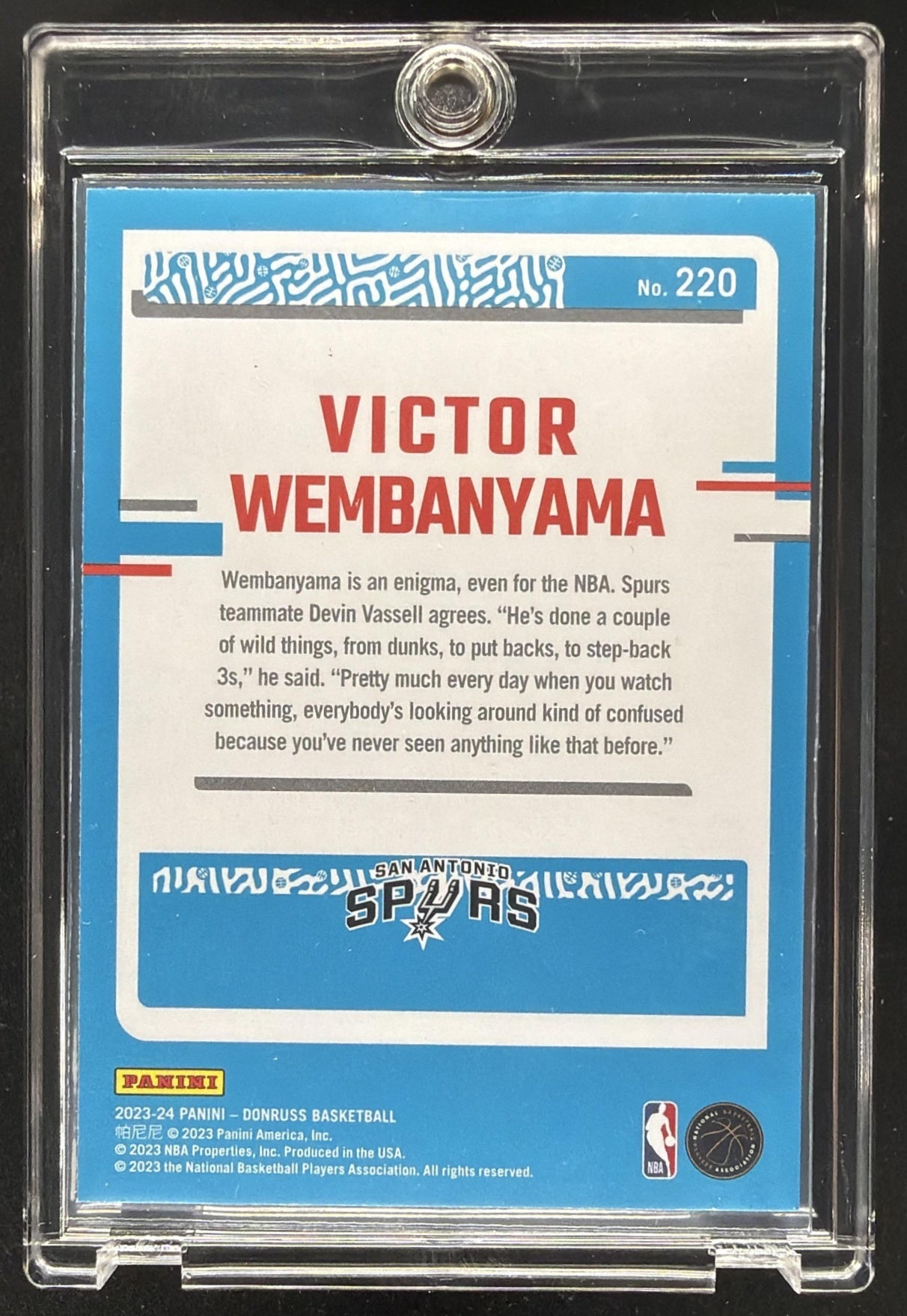 2023-24 Panini Donruss Victor Wembanyama #220 Green Laser Holo RC Rated Rookie