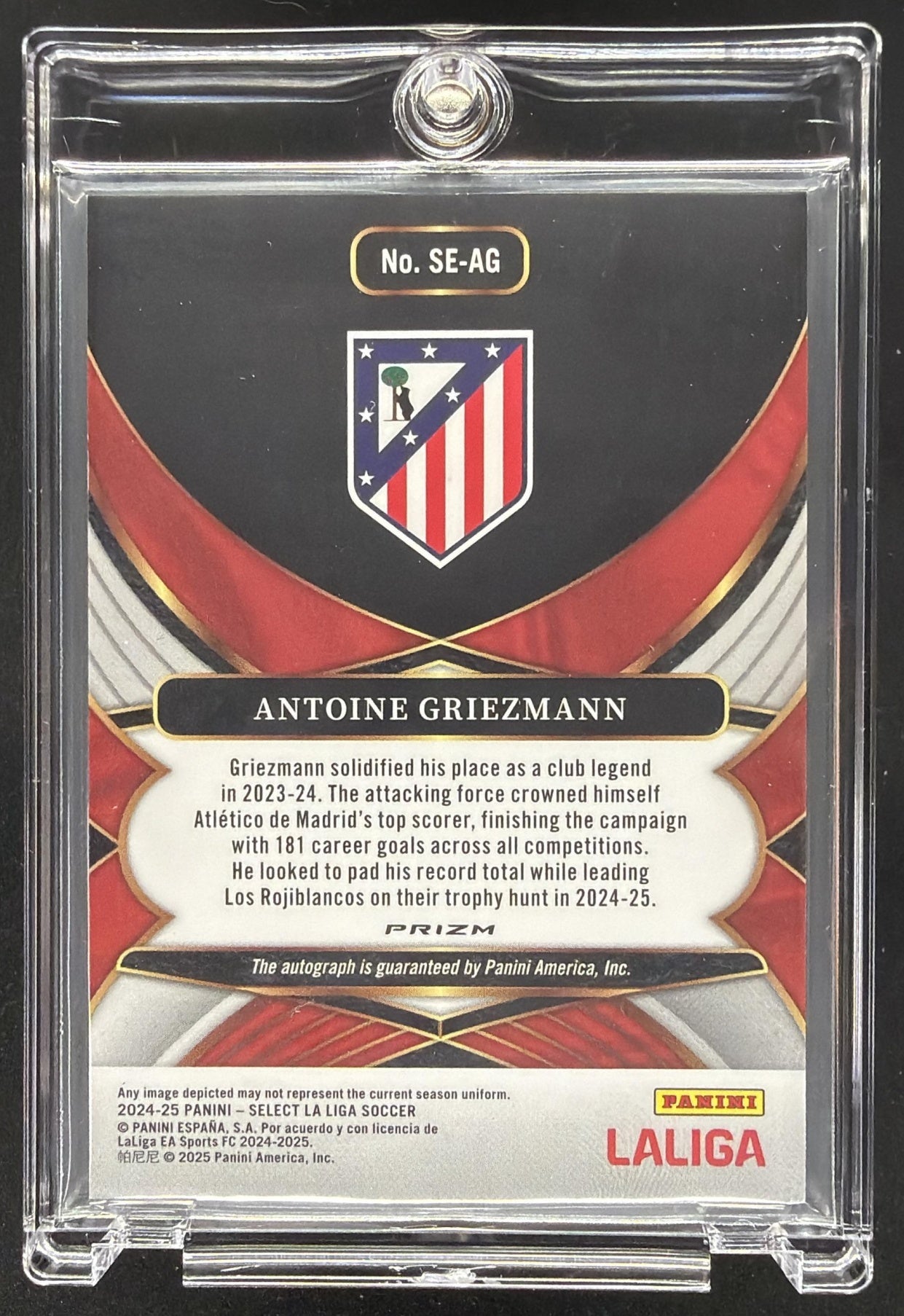 2023-24 Panini Select La Liga Antoine Griezmann #PS-AG Pitchside Signatures Auto