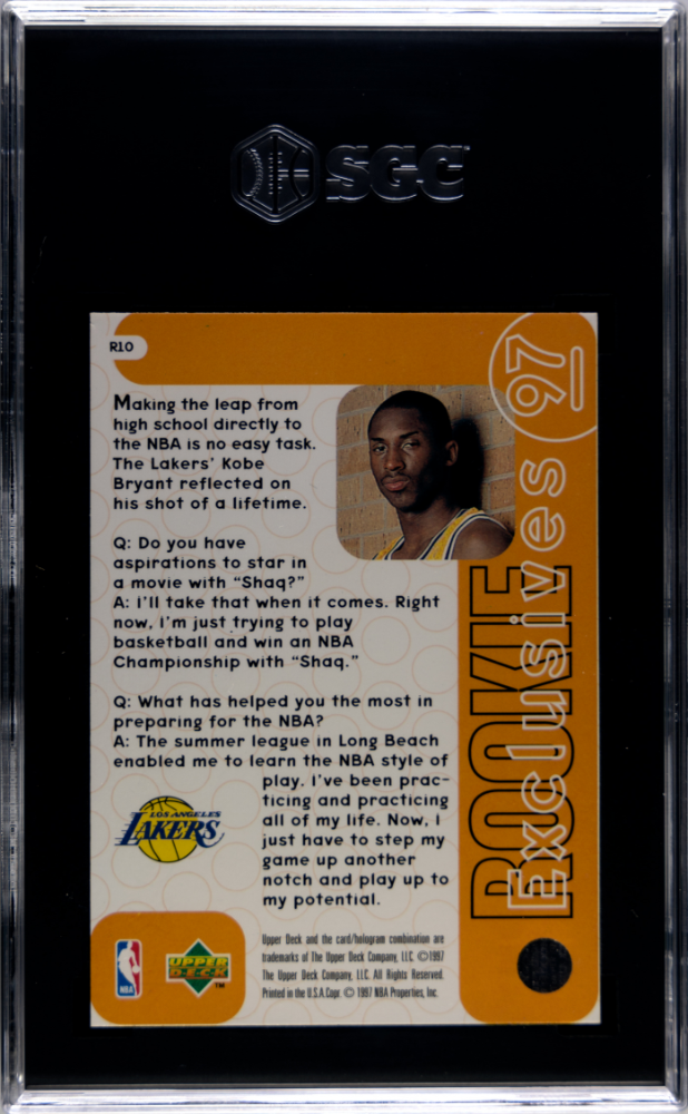 1996-97 Upper Deck Exclusives Kobe Bryant Rookie SGC 8.5