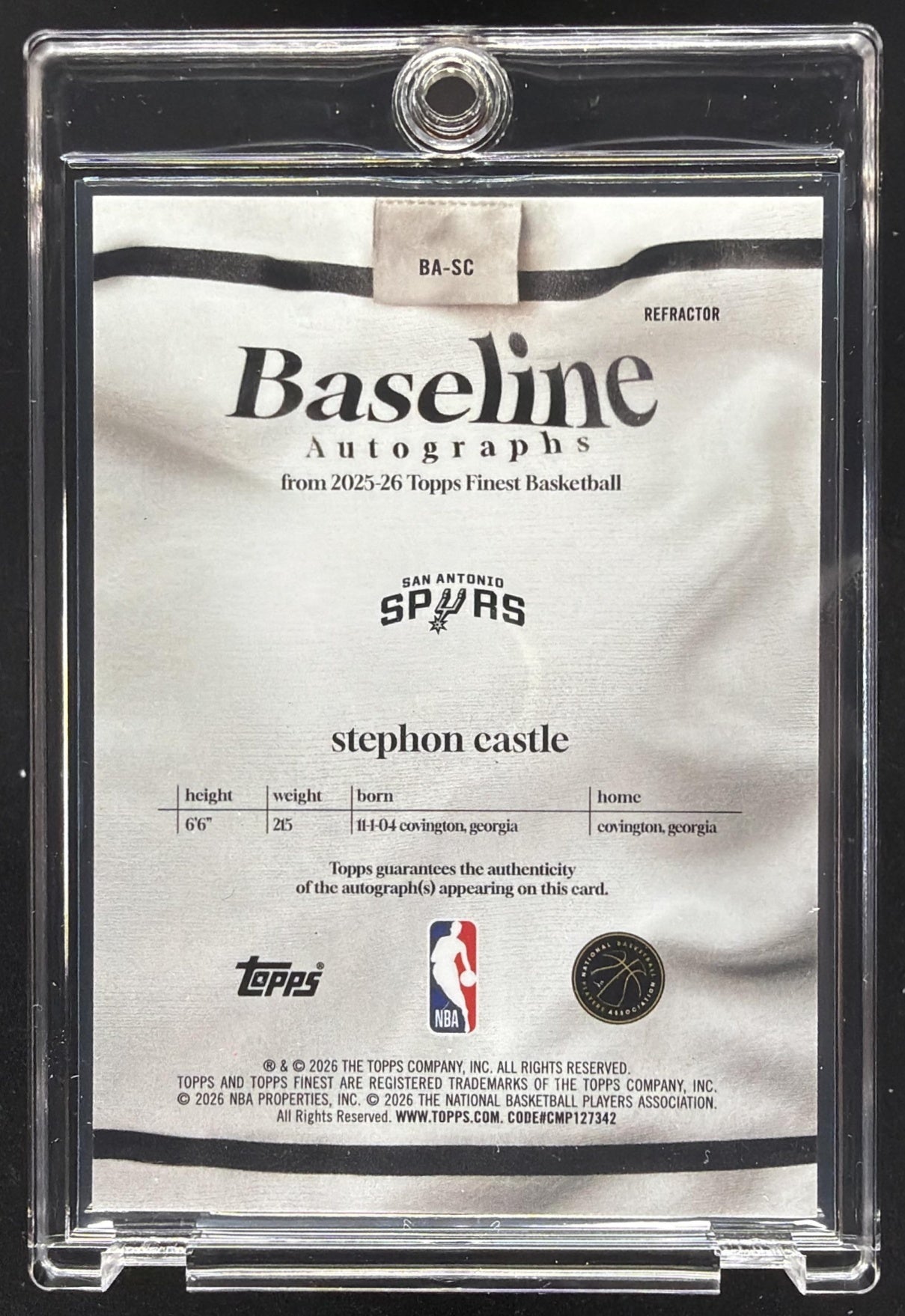 2025-26 Topps Finest Stephon Castle #BA-SC Baseline Auto Refractor