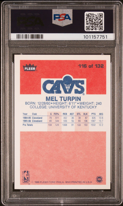 1986 Fleer Melvin Turpin #116 PSA