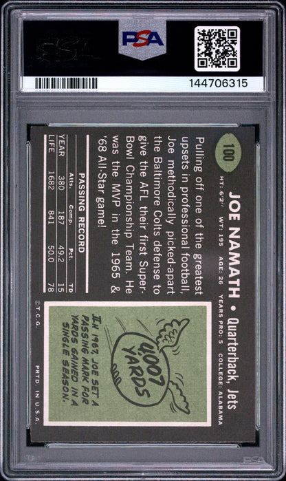1969 Topps Joe Namath #100 PSA 5