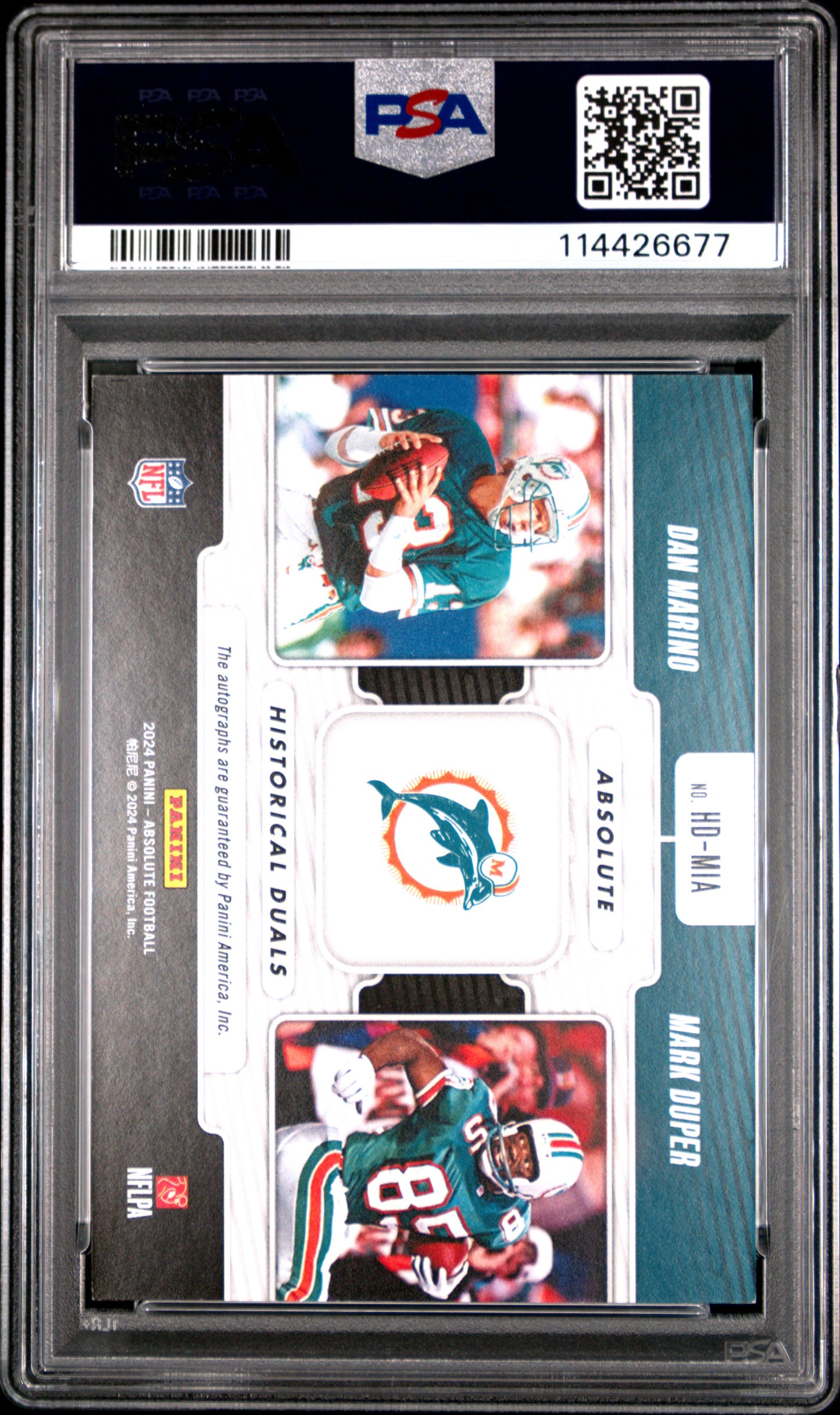 2024 Absolute Dan Marino Mark Duper Dual Auto /10 PSA 6.5