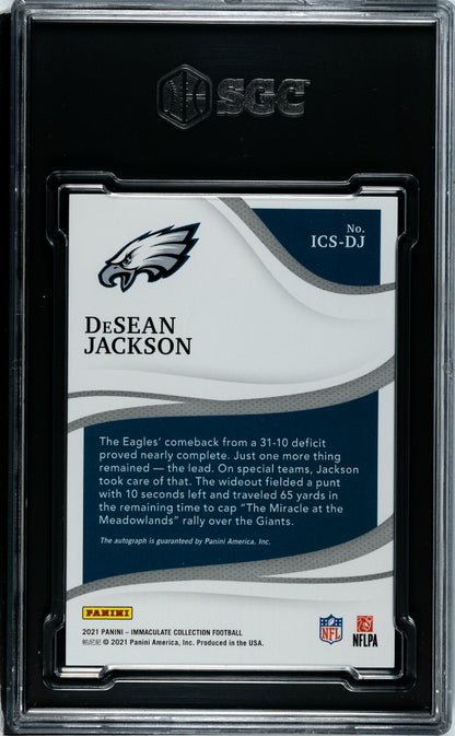 2021 Immaculate Desean Jackson Comebanck Signatures Auto /99 SGC 8.5/10