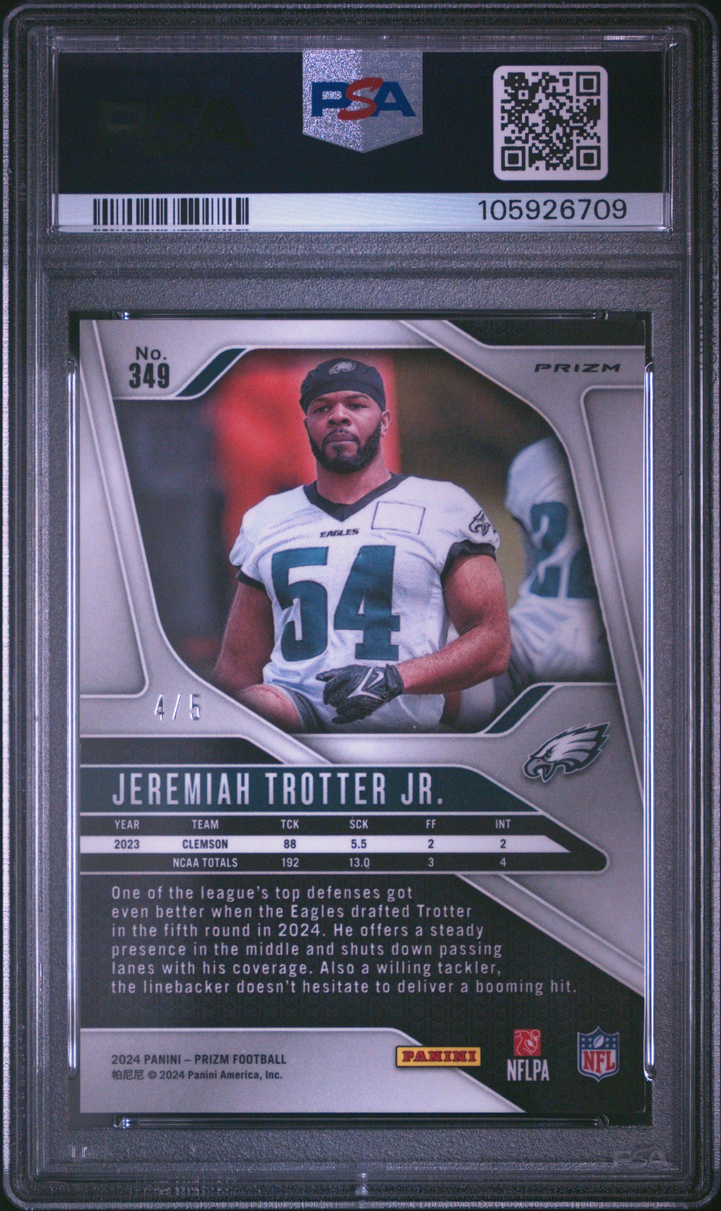 2024 Prizm Jeremiah Trotter Jr. Gold Vinyl /5 PSA 9 RC