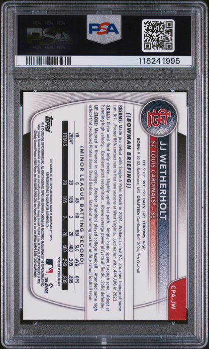 2025 Bowman Chrome JJ Wetherholt Auto PSA 9
