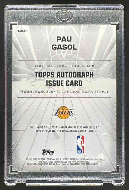 2025 Topps Chrome Pau Gasol #TAU-PG Certified Auto Issue Green Refractor /99