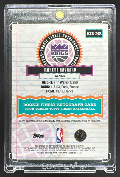 2025-26 Topps Finest Maxime Raynaud #RFA-MR Rookie Auto RC