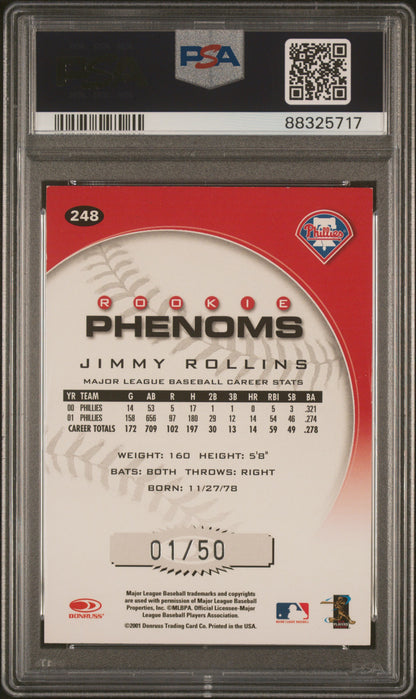 2001 Donruss Jimmy Rollins First Class Rookie 1/50 PSA 7 POP 1