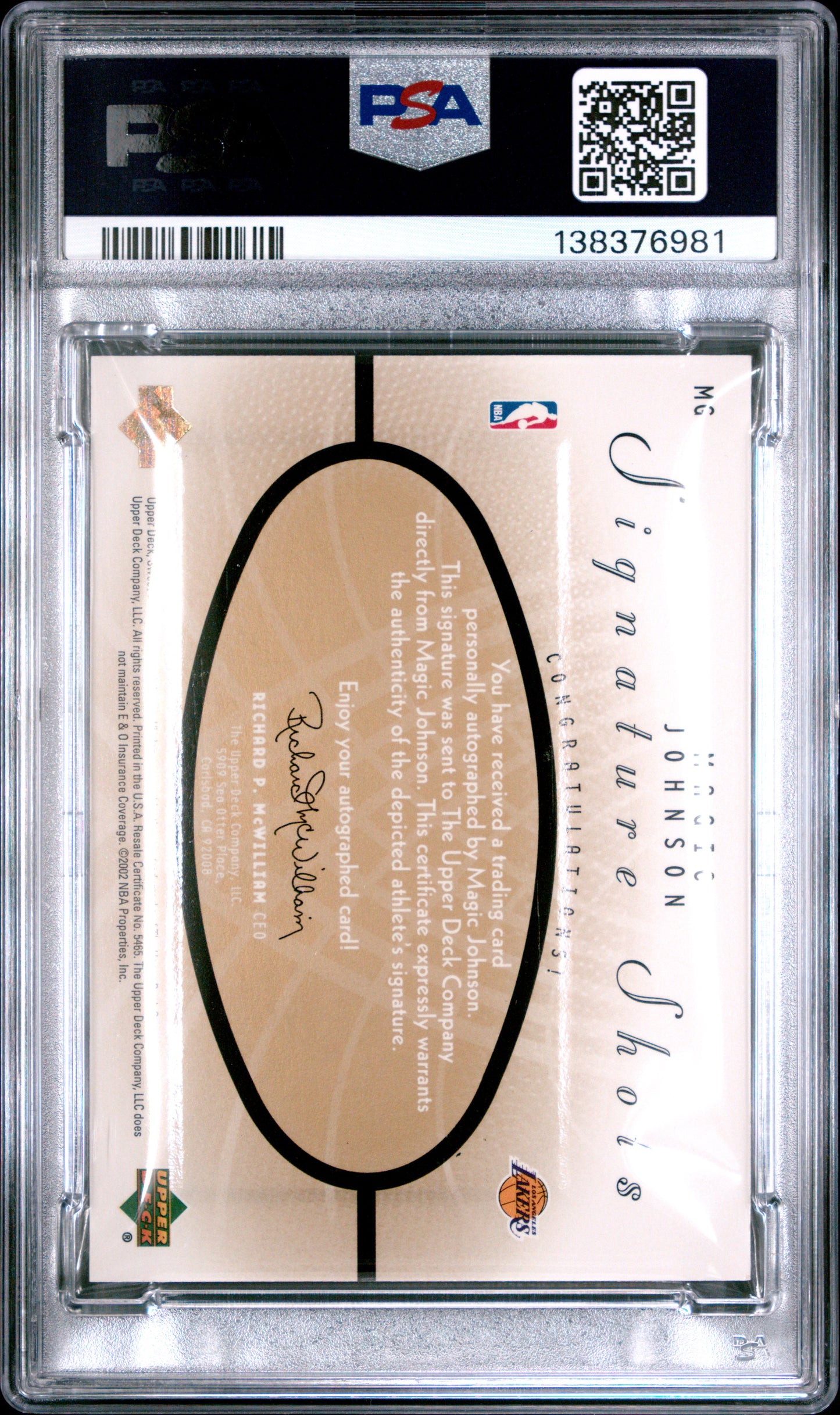 2002-03 U.D. Magic Johnson Sweet Shot Auto PSA 9