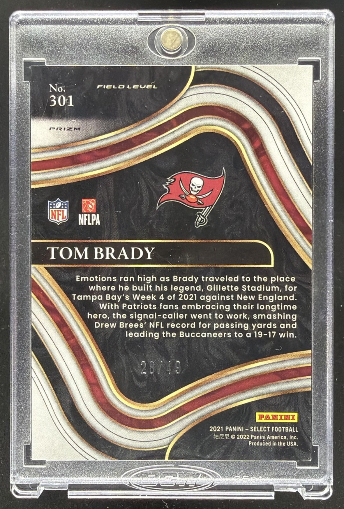 2021 Panini Select Tom Brady #301 Blue Prizm 28/49 Field Level