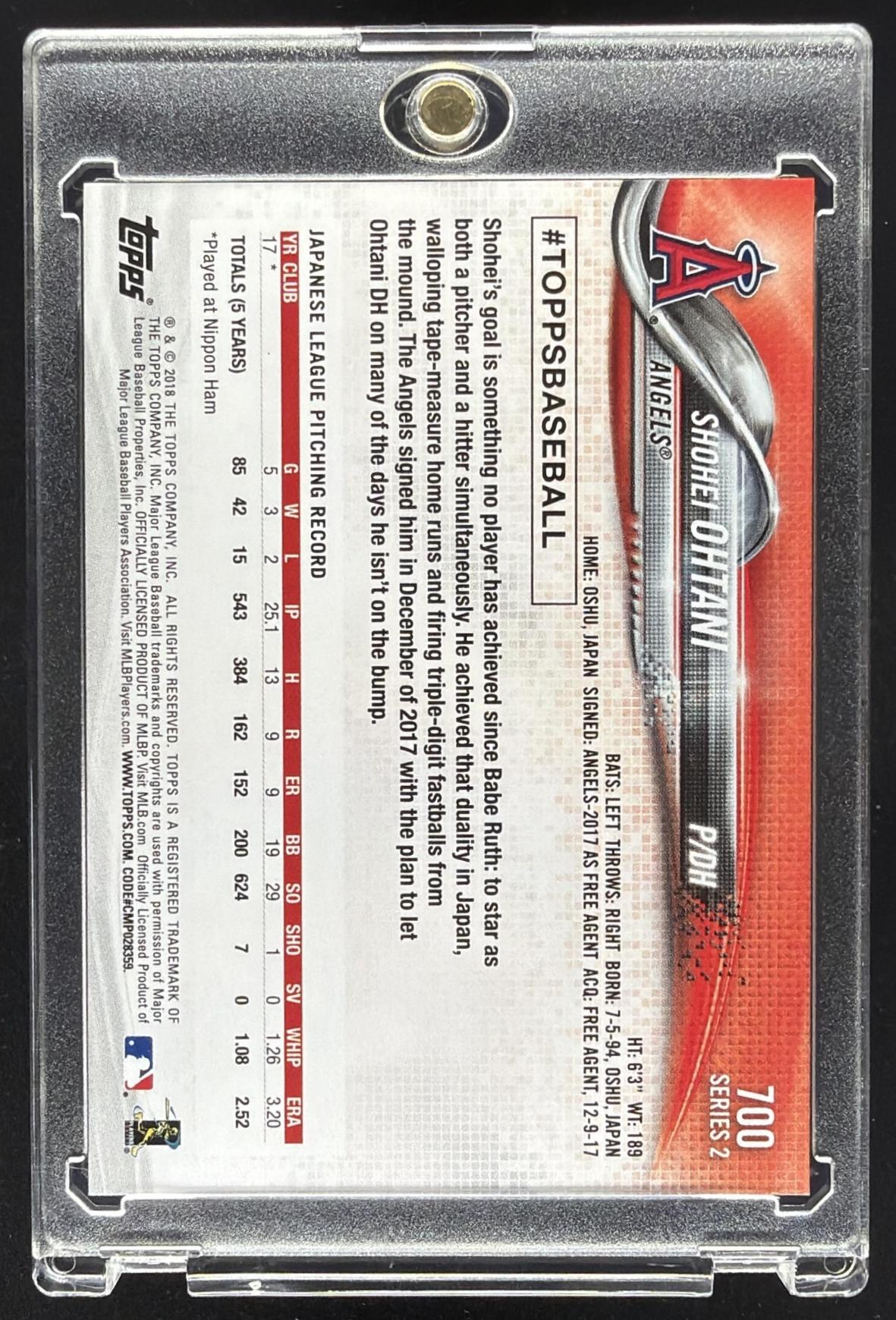 2018 Topps Shohei Ohtani #700 RC