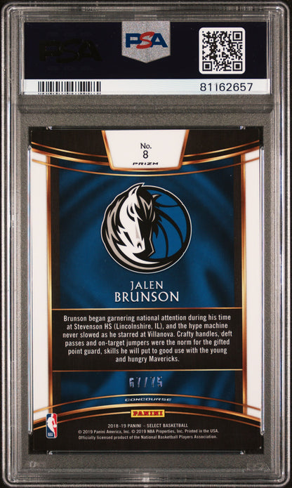 2018-19 Select Jalen Brunson Neon Green Rookie /75 PSA 9
