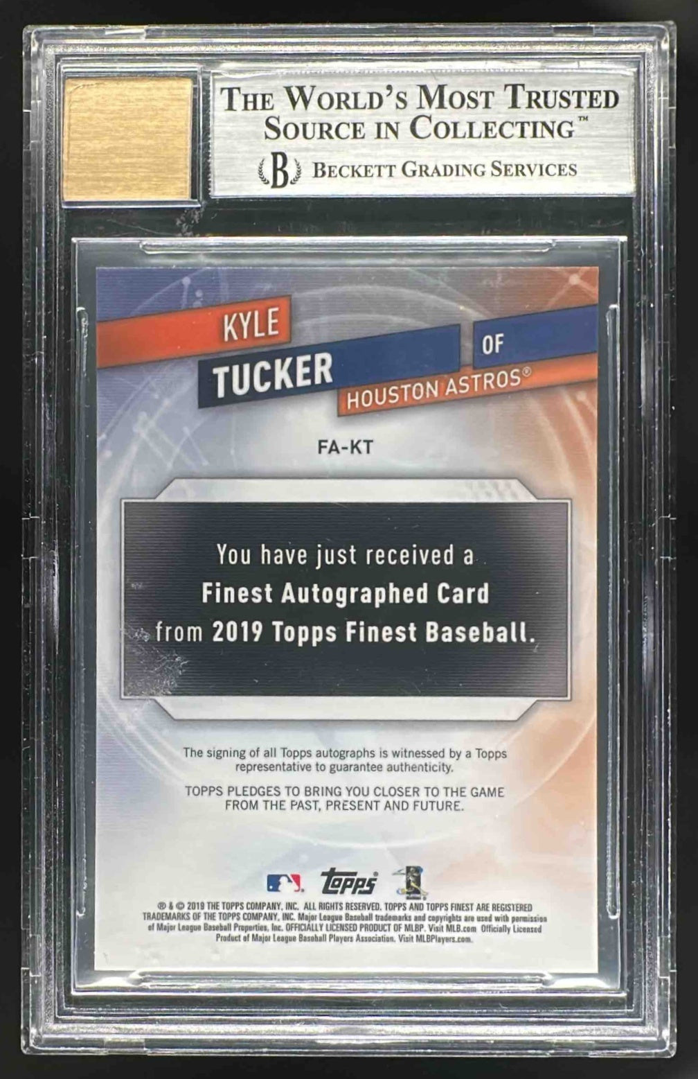 2019 Topps Finest Kyle Tucker #FA-KT Auto RC BGS 9