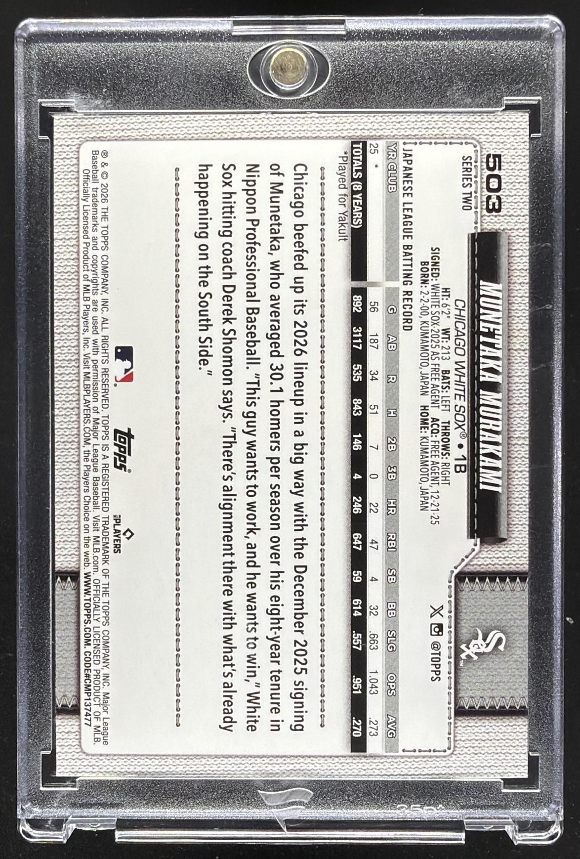 2026 Topps Series 2 Munetaka Murakami #503 RC Aqua
