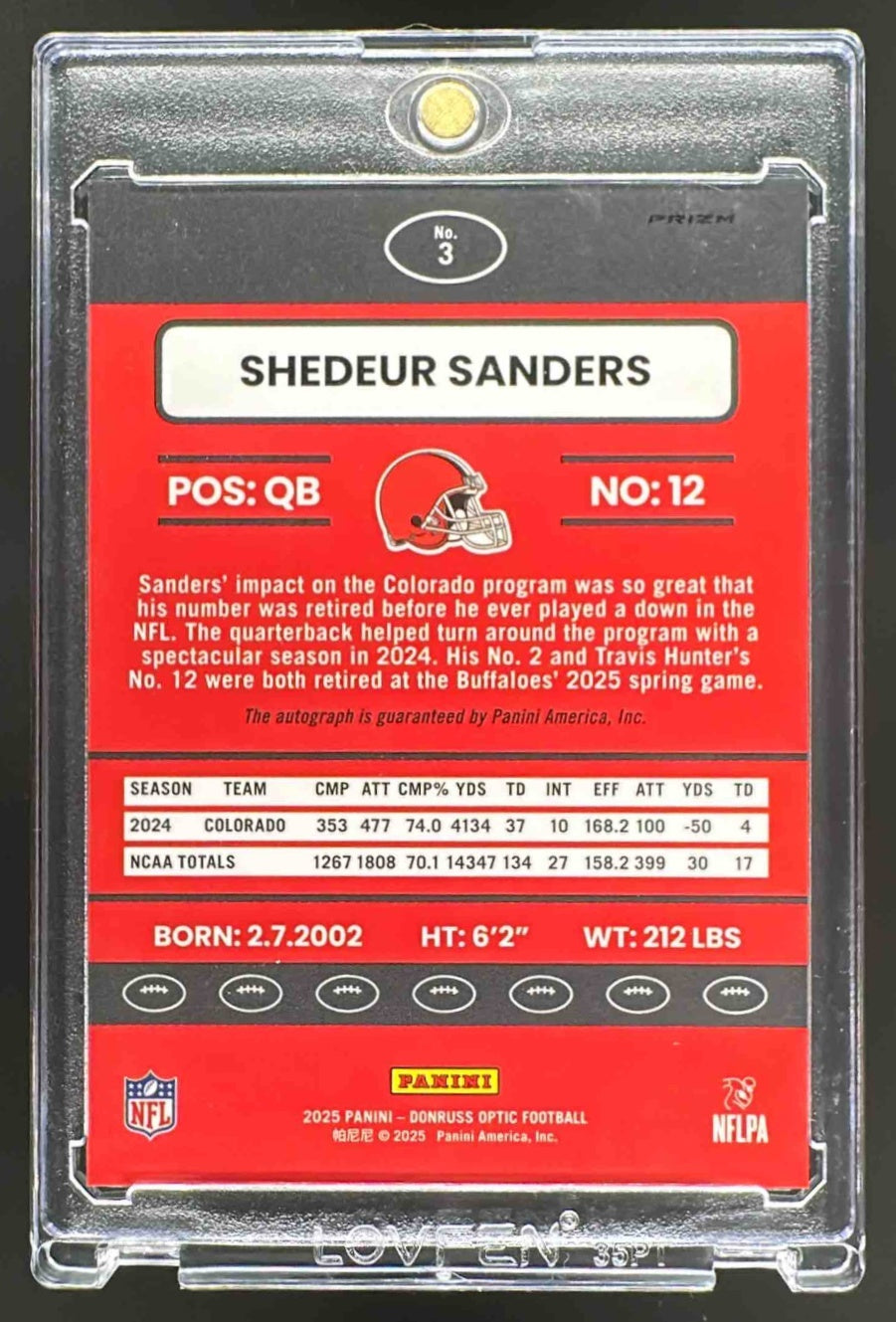 2025 Panini Donruss Optic Shedeur Sanders #3 Auto