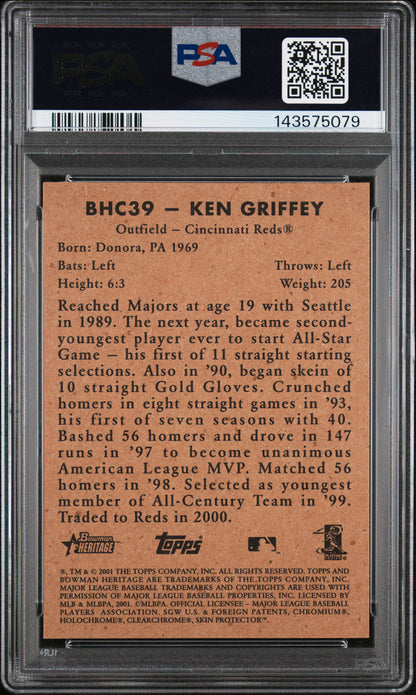 2001 Bowman Chrome Heritage Ken Griffey Jr. PSA 9